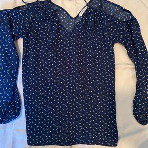 Small Blue Cut out Shoulder Crescent Top